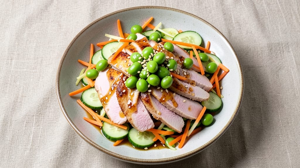 Asian Turkey Salad Recipe: Sesame-Ginger Crunch With Silky Edamame Dressing