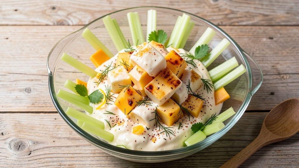 Aunt Myrna's Party Cheese Salad Recipe: Bold Celery Crowns and Tangy Ranch Harmony