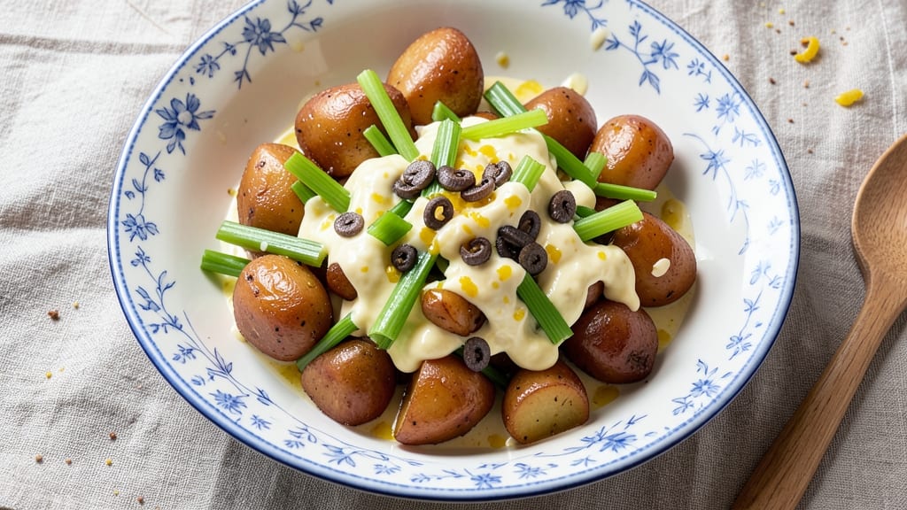 Aussie Potato Salad Recipe: Crisp Celery Crowns and Mustard-Anchovy Zing