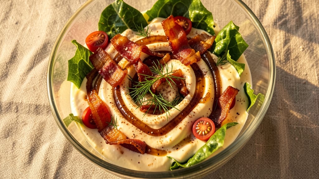 BLT Pasta Salad Dressing Recipe: Smoky Bacon, Crisp Celery Crown Crunch
