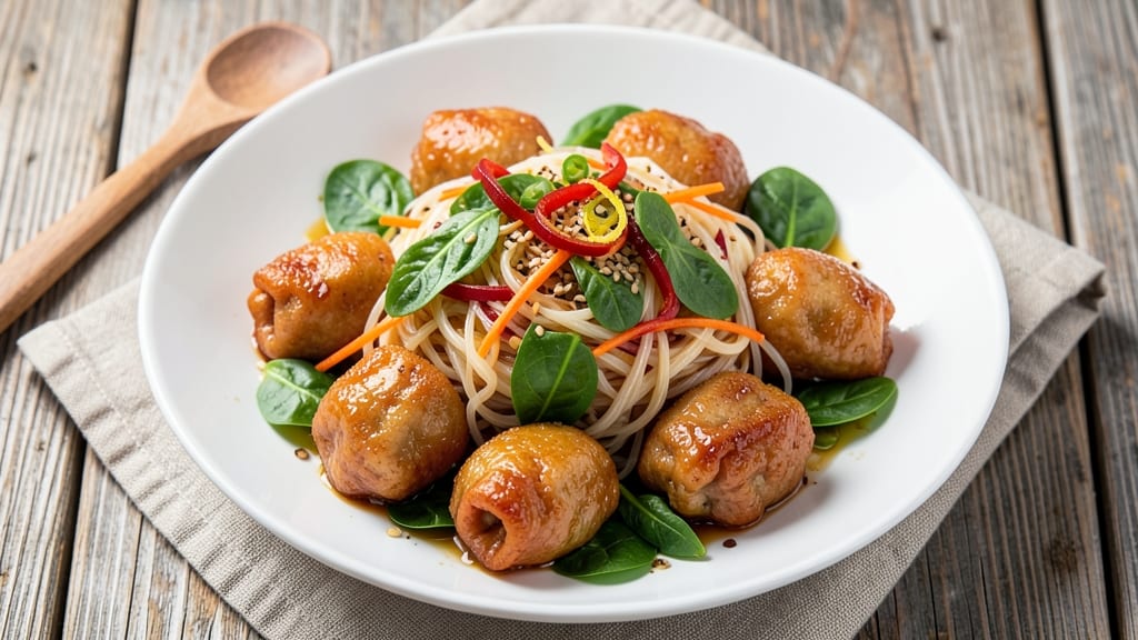 Asian Dumpling Salad Recipe: Crunchy Noodles and Savory Pork Bites