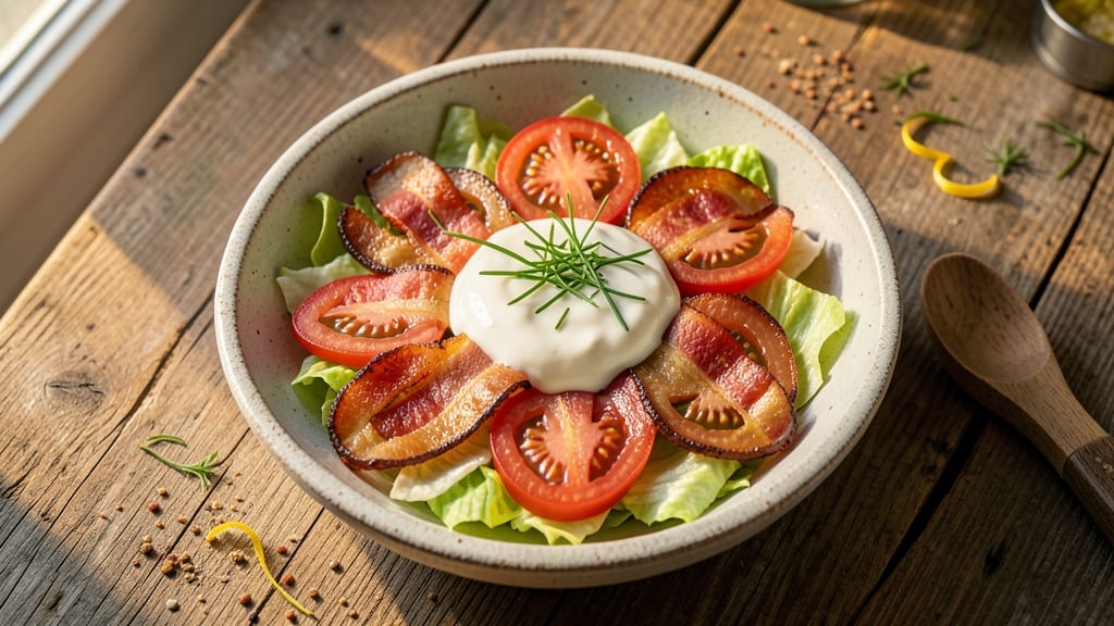 BLT Salad Recipe Taste Home: Smoky Bacon Crunch Over Creamy Herb Velout