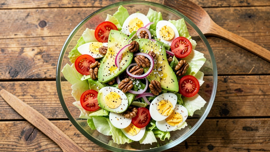 California Chopped Salad Recipe: Avocado-Lime Dressing with Crunchy Walnut Topping