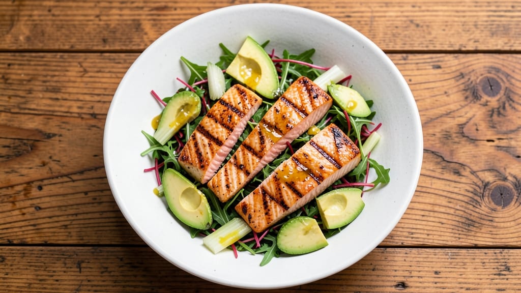 Barefoot Contessa Grilled Salmon Salad Recipe: Charred Salmon Over Crisp Celery Crowns