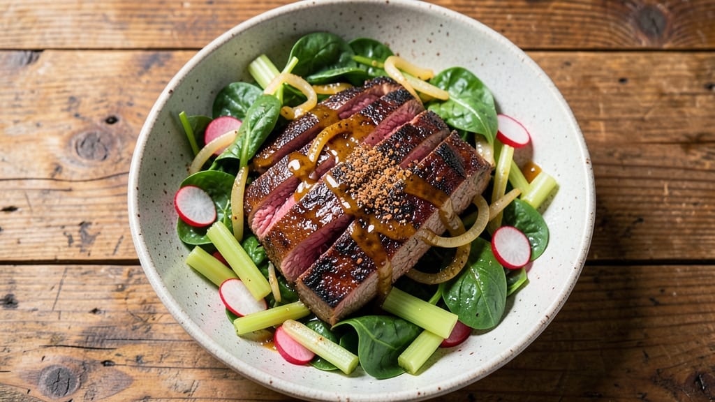 BBQ Tri Tip Salad Recipe: Smoky Grilled Steak Over Crisp Celery Crowns
