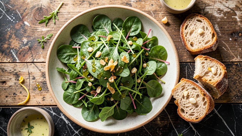 Beet Leaf Salad Recipe: Earthy Greens With Crispy Garlic Toast Bites