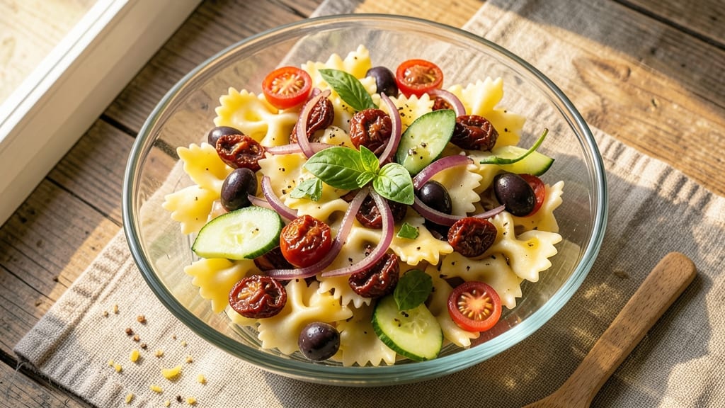 Bow Tie Pasta Salad Recipe With Sun-Dried Tomatoes: Mediterranean Crunch in Every Bite