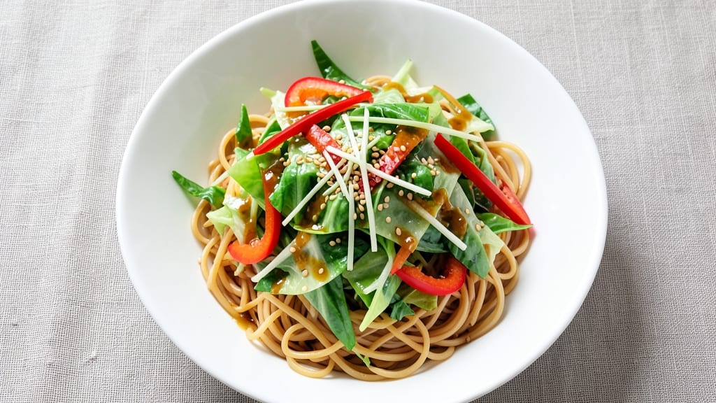 Asian Cabbage Noodle Salad Recipe: Crisp Rice Noodles with Tangy Sesame Lime Zing