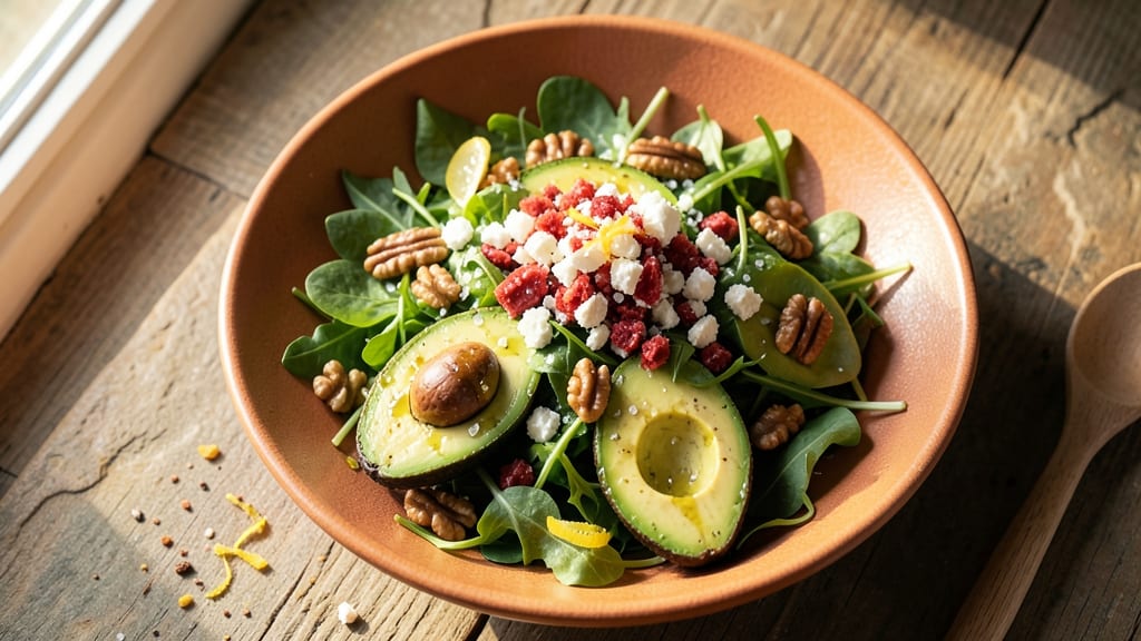 Avocado Feta Salad Recipe: Bright Citrus Twist With Crunchy Walnut Topping