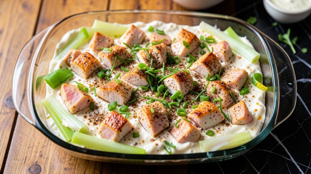 Baked Chicken Salad Casserole Recipe: Golden Crust Over Creamy Ranch and Celery
