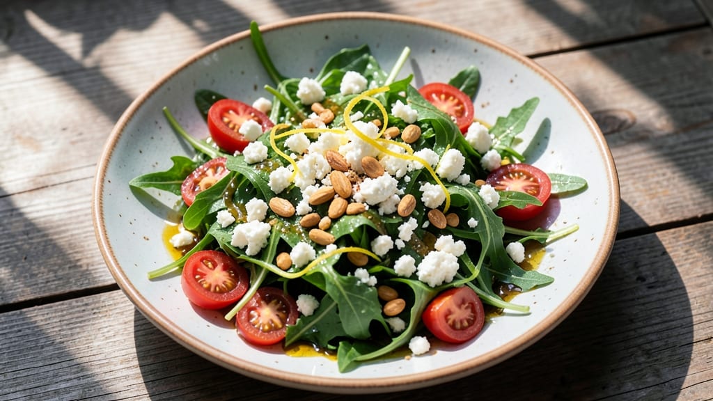 Arugula Salad Recipe with Feta Cheese: Peppery Greens and Salty Crunch Balance