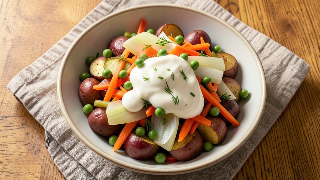 Authentic Russian Salad Recipe: Crisp Celery Crowns Over Tangy Mayonnaise Bliss