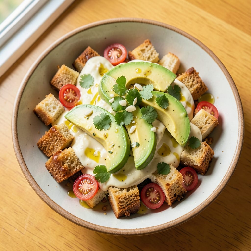 Four Rivers Cornbread Salad Recipe: Smoky Cornbread Crumbles Over Creamy Avocado Base