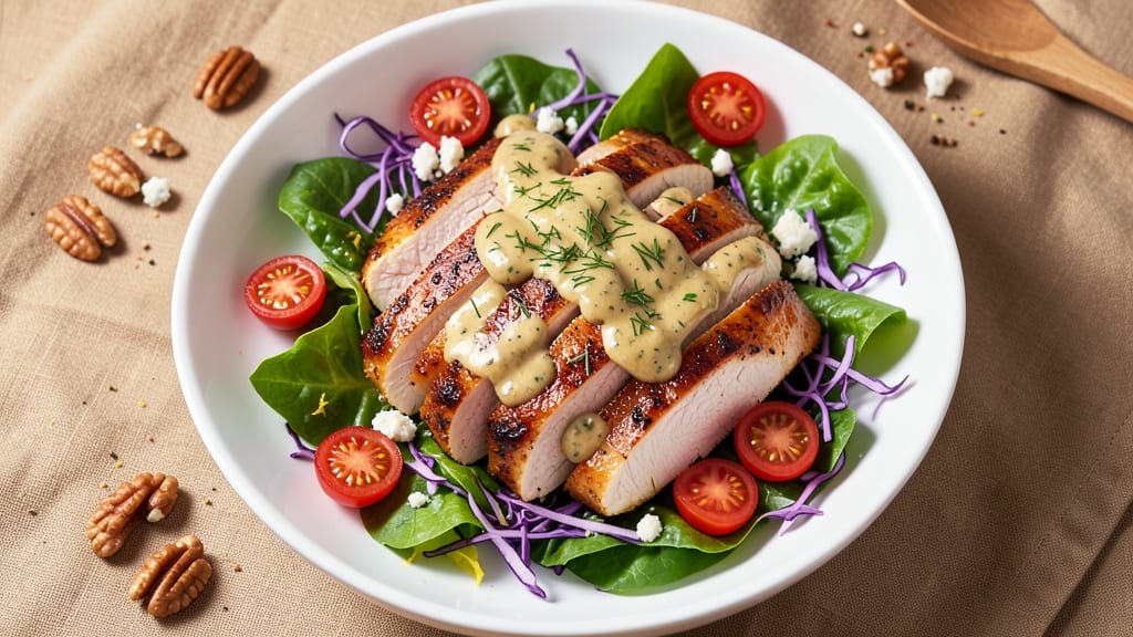 Barbeque Ranch Chicken Salad Recipe: Smoky-Spiced Chicken Over Crisp Celery Crowns