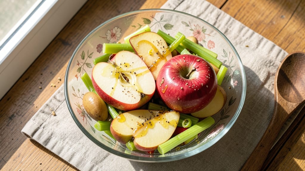 Apple and Pear Fruit Salad Recipe: Honey-Lime Zing With Crisp Celery Crowns