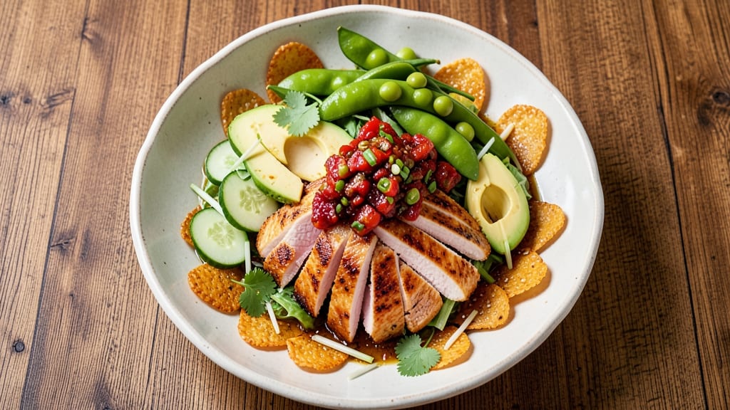 Asian Cobb Salad Recipe: Crispy Wonton Strips and Sesame-Ginger Dressing Fusion