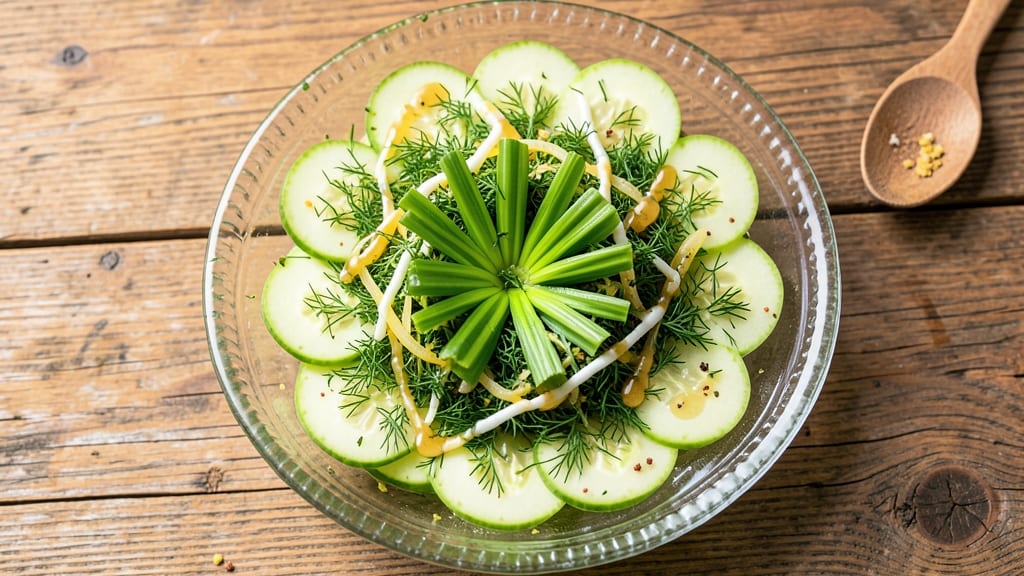 German Cucumber Salad Recipe No Sour Cream: Crisp Celery Crowns Over Zesty Dill Vinaigrette